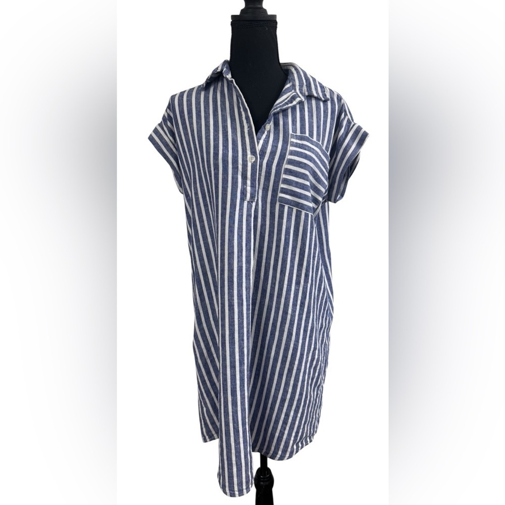 Joe Fresh Navy and White Striped Dress